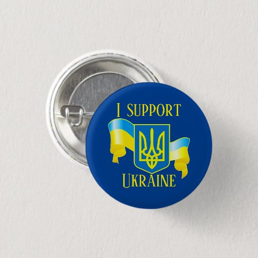 Custom I support Ukraine UKRAINIAN FLAG Button Pat (Vorne & Hinten)