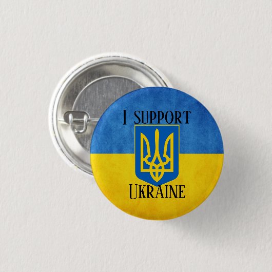 Custom I support Ukraine UKRAINIAN FLAG Button Pat (Vorne & Hinten)