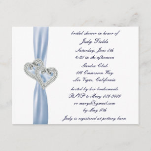 Custom Ice Blue Hearts Bridal Dusche Einladung