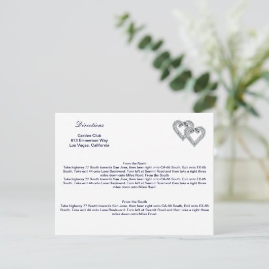 Custom Ice Blue Hearts Direction Card Begleitkarte (Stehend Vorderseite)