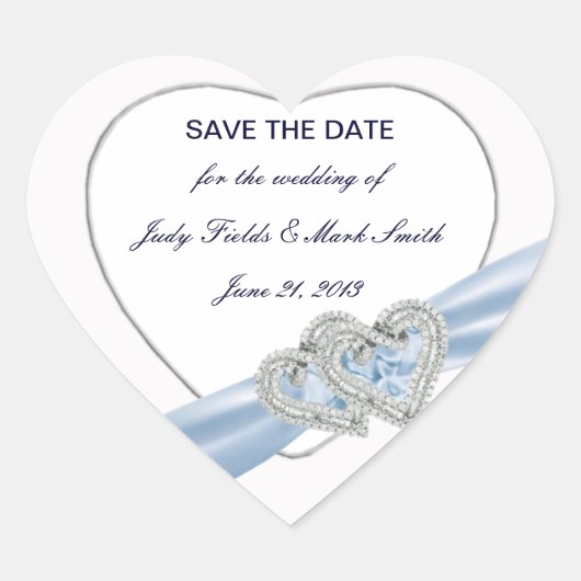 Custom Ice Blue Hearts Save the Date Stickers (Vorderseite)