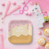 Custom Ice Creme Erdbeere Vanilla Niedliche Süßigk Pappteller (Party)