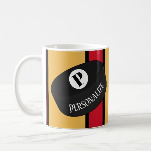 Custom Ice Hockey Name Monogram Puck Kaffeetasse (Links)