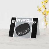 Custom Ice Hockey Puck Personalisierter Name Gebur Karte (Gelbe Blume)