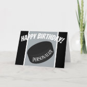 Custom Ice Hockey Puck Personalisierter Name Gebur Karte (Vorderseite)