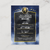 Custom Ice Hockey Trading Card Blue Gold Stadium Telefonnummerkarte (Rückseite)