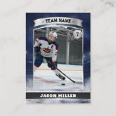 Custom Ice Hockey Trading Card Blue Silver Stadium Telefonnummerkarte (Vorderseite)
