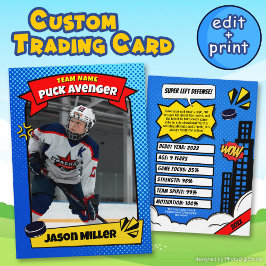 Custom Ice Hockey Trading Card, Comic Hockey Card Telefonnummerkarte