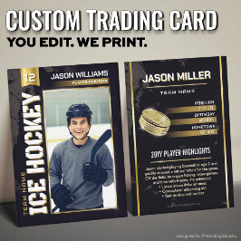 Custom Ice Hockey Trading Card, Gold Power Player Telefonnummerkarte