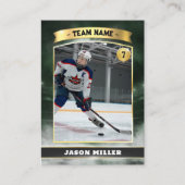 Custom Ice Hockey Trading Card Green Gold Stadium Telefonnummerkarte (Vorderseite)