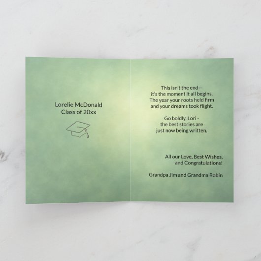 Custom Identity Abschluss Card Schwarzes Haar weib Dankeskarte (Innenseite)