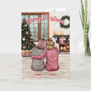 Custom Illustriert Best Friends Christmas Card Karte
