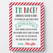 Custom I'm Back Christmas Elf Letter Fotoplatte (Vorderseite)