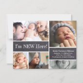 Custom I'm New Here Baby Foto Collage Magneteinladung (Vorderseite)