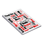 Custom Image Red Black Danke Word Cloud Notizblock (Rechte Seite)