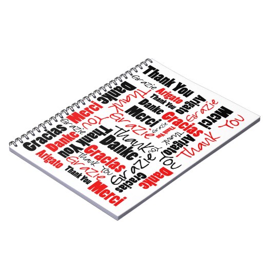 Custom Image Red Black Danke Word Cloud Notizblock (Linke Seite)