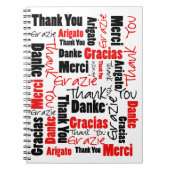 Custom Image Red Black Danke Word Cloud Notizblock (Vorderseite)