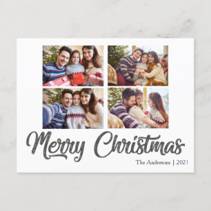 CUSTOM IMAGE TEXT Einfach Elegant Graues Weihnacht Postkarte
