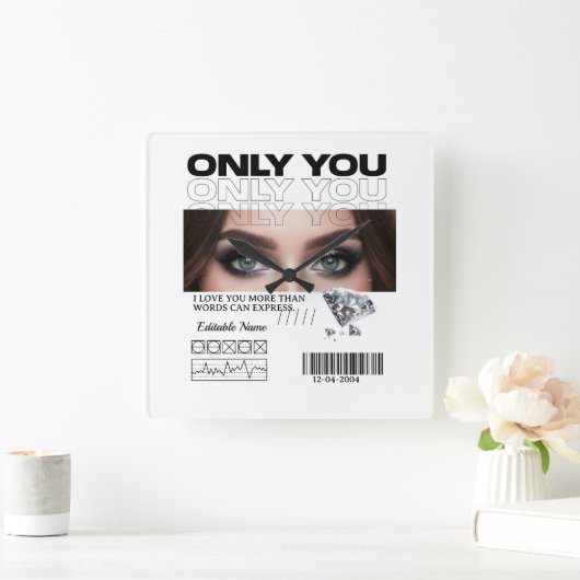 Custom Image & Text | Personalized Quadratische Wanduhr (Zuhause)