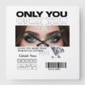 Custom Image & Text | Personalized Quadratische Wanduhr (Vorderseite)