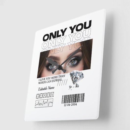 Custom Image & Text | Personalized Quadratische Wanduhr (Winkel)