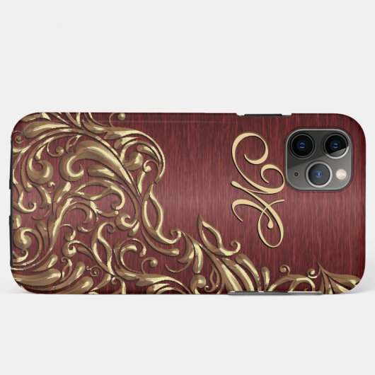Custom Imitate Shiny Gold Floral Swirl Muster Case-Mate iPhone Hülle (Rückseite (Horizontal))
