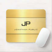 Custom Imitats Gold Black Modern Elegante Monogram Mousepad (Mit Mouse)
