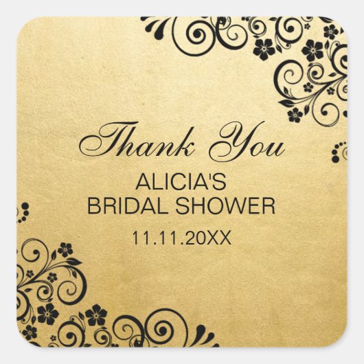 Custom Imitats Gold Foil Brautparty Vielen Dank Quadratischer Aufkleber (Vorderseite)