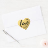 Custom Imitats Gold Foil LIEBE Script Black Weddin Herz-Aufkleber (Umschlag)