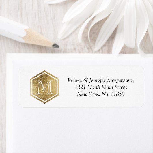 Custom Imitats Gold Foil Monogram Address Labels (Insitu)
