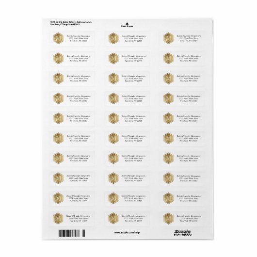Custom Imitats Gold Foil Monogram Address Labels (Vorne)