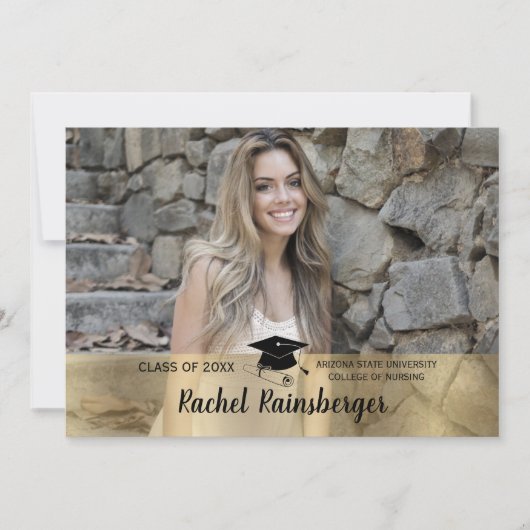 Custom Imitats Gold Foto Abschluss Ankündigung (Vorderseite)