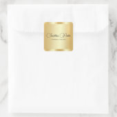 Custom Imitats Gold Glamour Typografie Skriptname Quadratischer Aufkleber (Tasche)