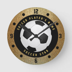 Custom Imitats Gold Glitzer Fußball Uhr