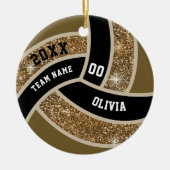 Custom Imitats Gold Glitzer White & Black Volleyba Keramik Ornament (Vorne)