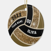 Custom Imitats Gold Glitzer White & Black Volleyba Keramik Ornament (Links)