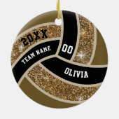 Custom Imitats Gold Glitzer White & Black Volleyba Keramik Ornament (Hinten)