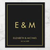 Custom Imitats Gold Monogram Elegant Save the Date Weinetikett (Einzelnes Label)