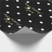 Custom Imitats Gold Script Black und White Polka D Geschenkpapier (Ecke)