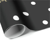 Custom Imitats Gold Script Black und White Polka D Geschenkpapier (Rolleneckpunkt)