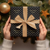 Custom Imitats Gold Script Black und White Polka D Geschenkpapier