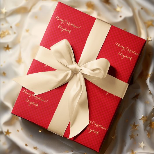 Custom Imitats Gold Script Frohe Weihnachts Rote K Geschenkpapier
