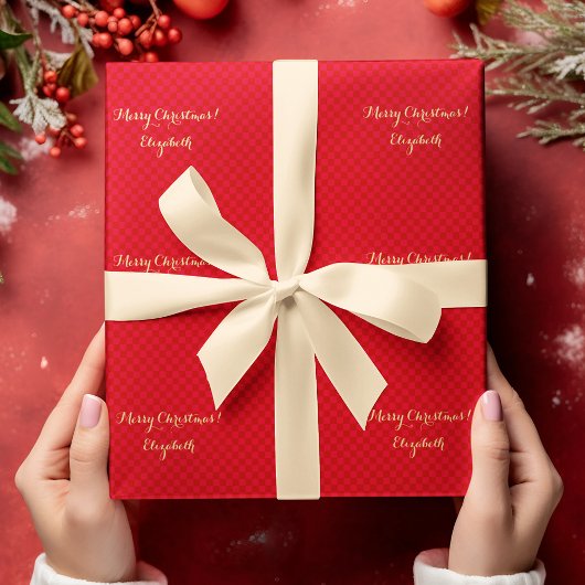 Custom Imitats Gold Script Frohe Weihnachts Rote K Geschenkpapier