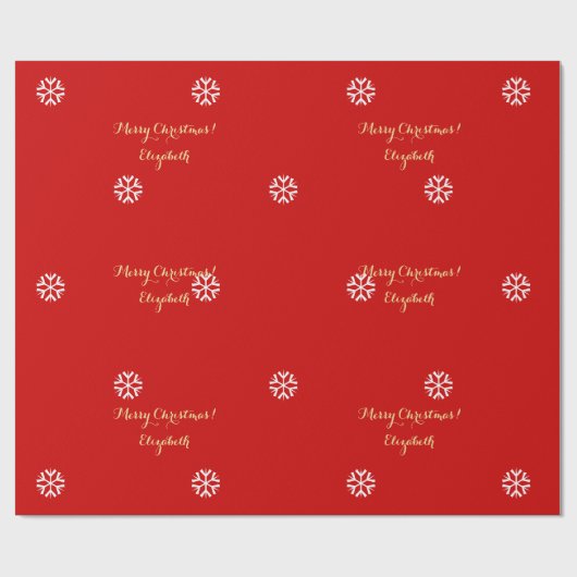 Custom Imitats Gold Script Weihnachten Rote Schnee Geschenkpapier (Flach)