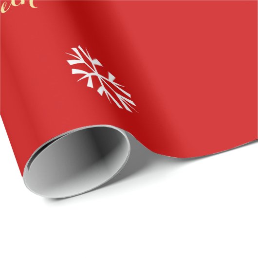 Custom Imitats Gold Script Weihnachten Rote Schnee Geschenkpapier (Rolleneckpunkt)