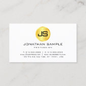 Custom Imitats Gold White Modern Elegante Monogram Visitenkarte (Rückseite)