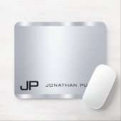 Custom Imitats Silver Metallic Look Mit Monogramm Mousepad (Mit Mouse)