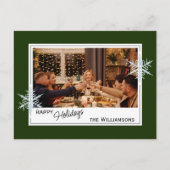 Custom Imitats Silver Snowflakes auf Dunkelwald gr Postkarte (Vorderseite)