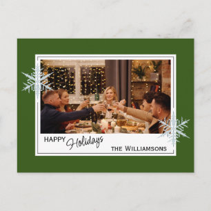 Custom Imitats Silver Snowflakes auf Dunkelwald gr Postkarte