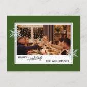 Custom Imitats Silver Snowflakes auf Dunkelwald gr Postkarte (Vorderseite)